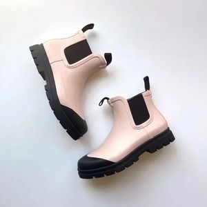 Stylish Pink and Black Ankle Boots